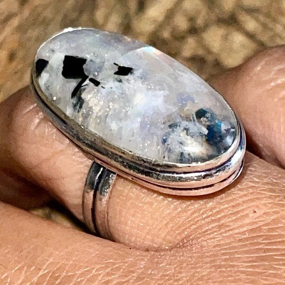 Rainbow Moonstone “The Visionary Stone” Ring 7 1/4 - Picture 6 of 14